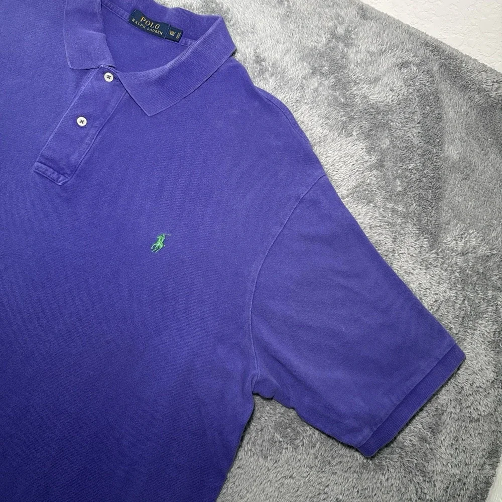 Polo Ralph Lauren Men's 3XLT Purple Short Sleeve Polo Shirt Green Pony